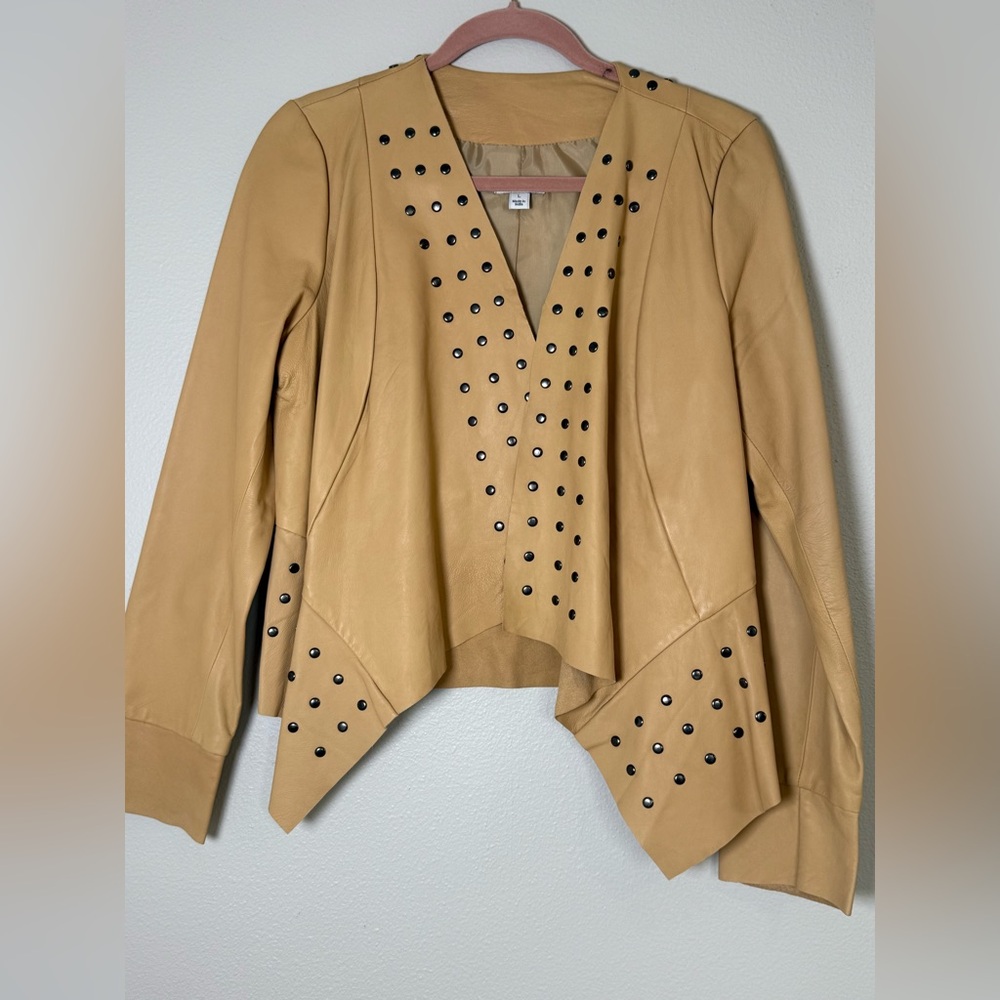Cache Tan Leather Jacket With Studs - image 1